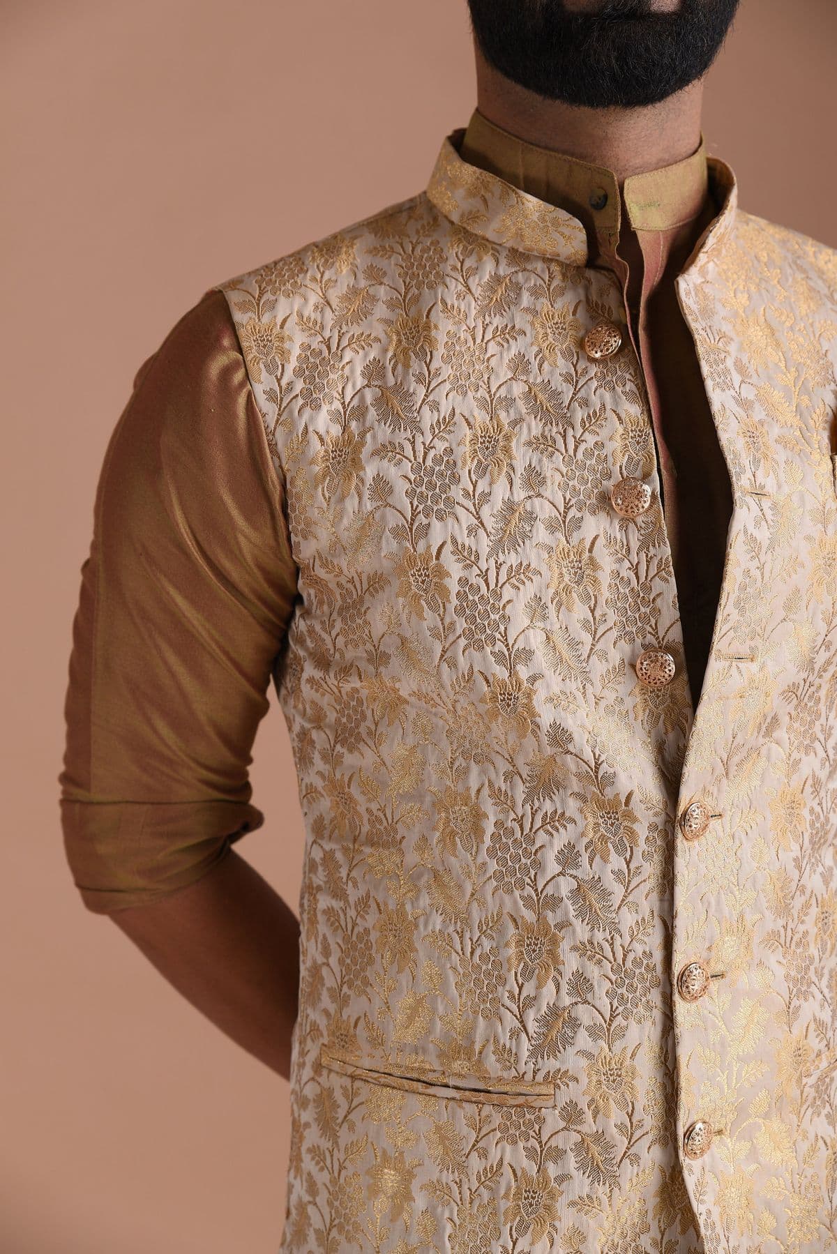 Textured Nehru Jacket - Festive Layers